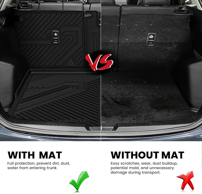 LASFIT Cargo Trunk Mat with Backrest Mats for Mazda CX5 2025 2024 2023 2022 2021 2020 2019 2018 2017 All Weather TPE Rear Cargo Liner Custom Fit Waterproof CX 5 Seat Back Mat Accessories, Black