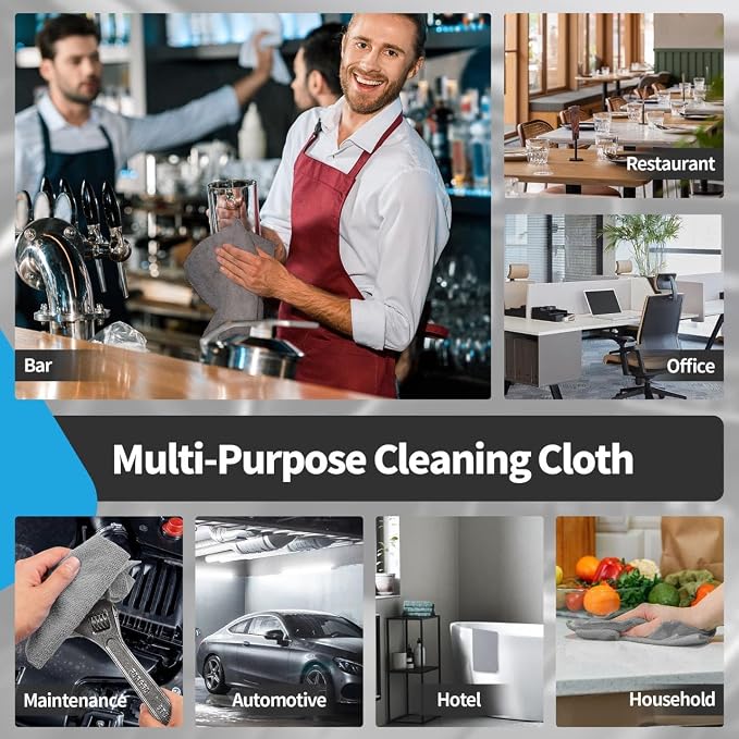 FIXSMITH Grey Microfiber Cleaning Cloth -Pack of 24, Highly Absorbent Cleaning Rags, 16"X12" All Purpose Cleaning Towels for Housekeeping, Kitchen, Car, Lint Free and Reusable Microfiber Towels