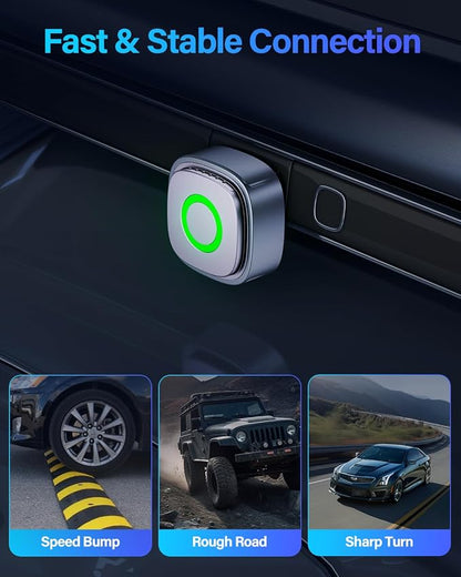 Ultra-Mini Wireless CarPlay Adapter with A9 Chip, 5.8GHz Wi-Fi Low Latency, 3-5 Sec Auto Connect, Universal Apple CarPlay/Android Auto Wireless Adapter for Factory Wired Cars