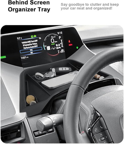 ECOZEN Center Console Organizer Set For 2023-2026 Toyota Prius - 2 Pcs Armrest Box Storage Tray + Dashboard Organizer Tray For Prius 2023-2026 Accessories - Premium ABS & Silicone Durable