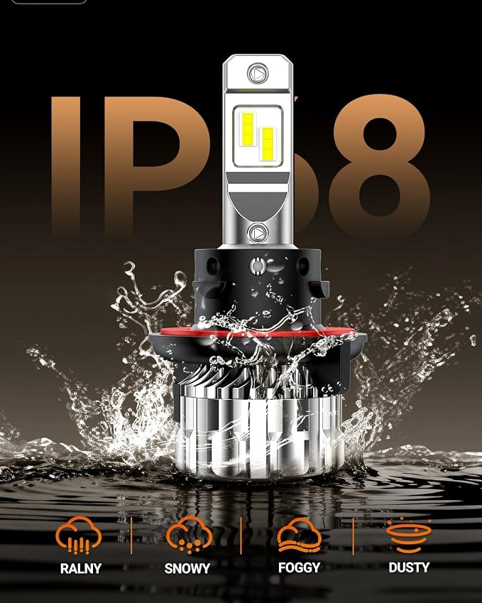 SEALIGHT H13 Bulbs, 70000LM 800% Brighter 6500K Cool White H13 Bulbs with Fan, 70000H Lifespan, IP68 Waterproof, Pack of 2