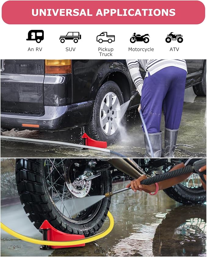 Car Hose Guide 4PCS, Hose Guide for Car Wash Detail, Tire Hose Roller Preventing Pressure Washer Hose from Stuck and Snagging Car Wash Tool for SUV Pickup Truck RV ATV Motorcycle (Red)