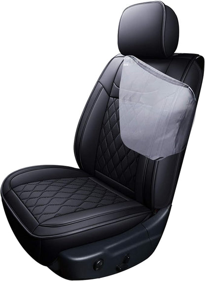 Huidasource Grand Cherokee Seat Covers, 2 Pieces Waterproof Leather Customized Car Seat Cushion Covers Protectors Compatible with Jeep Grand Cherokee 2011-2022 (2Pcs Front/Black)