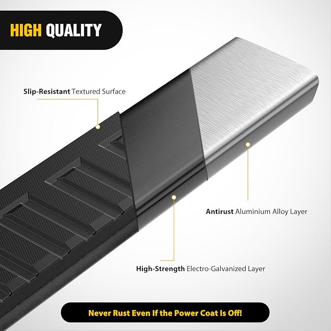 Nilight Running Boards for 2005-2023 Toyota Tacoma Double Cab 2 Full-Size Door & 2 Half-Size Door 6 Inch Side Step Nerf Bars Stainless Steel Black