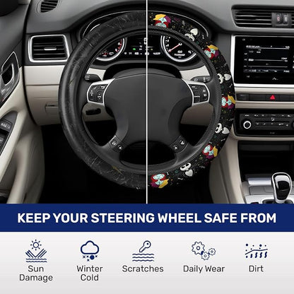 GENANY Nightmare Couple Steering Wheel Cover, Non Slip Polyester Car Wheel Protector for Car SUV Truck, Universal 15 Inch