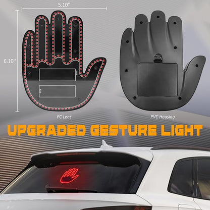 DIBMS Hand Gesture Light with Remote, Red LED Finger Funny Window Sign Light Accessories for Car Truck (Red)