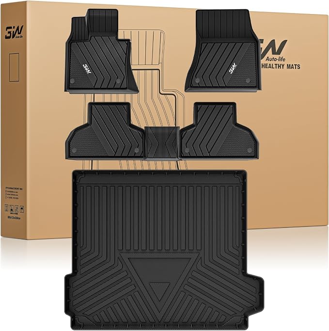 3W BMW X5 Floor Mats & Cargo Liner Fit for BMW X5 2014 2015 2016 2017 2018, TPE All Weather Custom Fit Full Set Heavy Duty Floor Liner&Trunk Mat Car Accessories