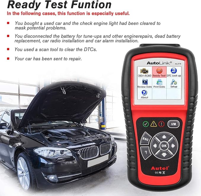 Autel AutoLink AL519 OBD2 Scanner, Professional Mechanic OBDII & CAN Car Diagnostic Scan Tool, Code Reader for Check Engine Light, One-Click Smog Check, DTCs Lookup, Upgraded Ver. of AL319/ MS309