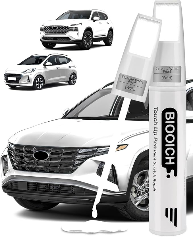 Touch Up Paint Pen Exact Color Match Car Chip and Scratch Repair (for Hyundai, Serenity White Pearl(W6H))