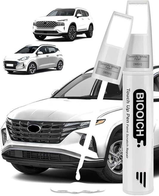 Touch Up Paint Pen Exact Color Match Car Chip and Scratch Repair (for Hyundai, Serenity White Pearl(W6H))