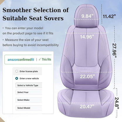 Coverado Seat Covers, Car Seat Covers Front Seats, Car Seat Cover, Car Seat Protector Waterproof, Car Seat Cushion Nappa Leather, Purple Seat Covers Carseat Cover Universal Fit for Most Cars