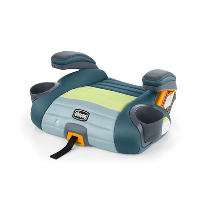 Chicco GoFit ClearTex Plus Backless Booster Car Seat, Latch Attachment, Quick-Release Latch Removal, Portable Car Booster Seat for Children at Least 4 Years Old and 40-110 lbs, Tropic/Green