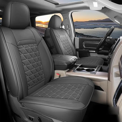 Coverado Dodge Ram Seat Cover Full Set, Waterproof Ram 1500 Seat Cover Compatible with 2002-2026 Dodge RAM 1500 2500 3500 Crew Quad Cab with Curved Bench, Dark Gray