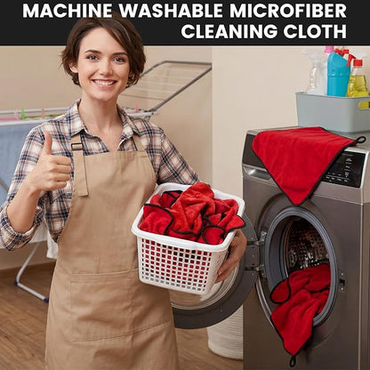 Tallew 60 Pcs Red Microfiber Towels: 16"x16" Microfiber Drying Towels Bulk Micro Fiber Car Cleaning Cloth for Cars Drying Washing Polishing Cleaning Household Supplies