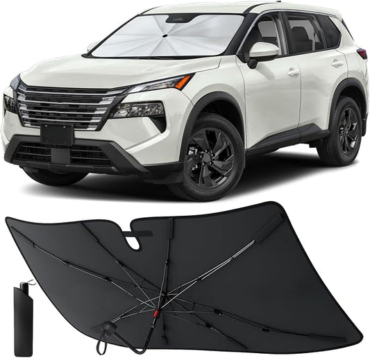 EcoNour Umbrella Windshield Sunshade for Nissan Rogue 2021-2026 | Front Windshield Sun Shade UV Heat Protector | Foldable Reflective Car Sun Visor Cover Interior Protection Accessories