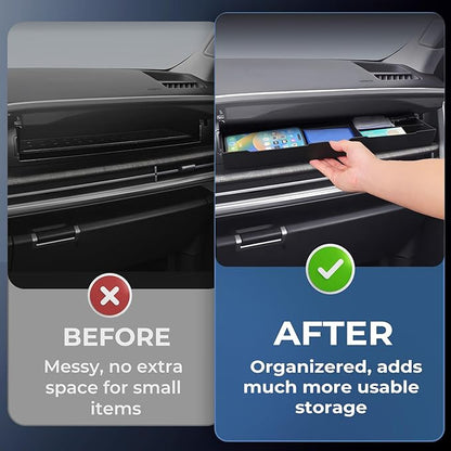 Upper Glove Box Organizer for Hyundai Santa Fe 2026 2025 2024, Interior Accessories Passenger Side Storage Drawer Box Organizer Insert Tray for 2024-2026 Santa Fe, Black