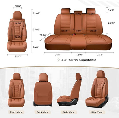 Coverado Car Seat Covers, Front Covers for Cars, Car Seat Cover Front Seats, Automotive Seat Cover, Waterproof, Leather Car Seat Cushion, Universal Interior Covers Seat Protectors for Most Cars