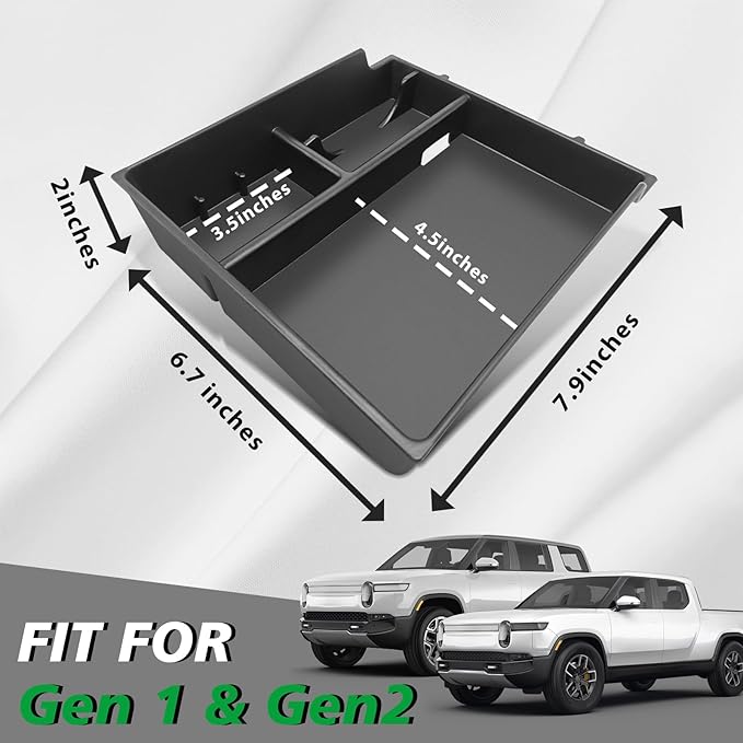 BestEvMod Center Console Organizer Tray Compatible with 2022-2025 2026 Rivian R1T/R1S Removable Coin Holder Armrest Storage Box ABS Material with PVC Trim Accessories (V3 Yellow)