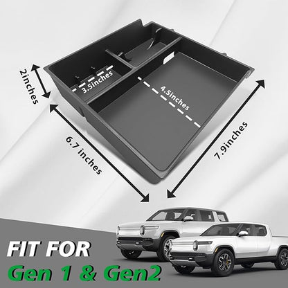 BestEvMod Center Console Organizer Tray Compatible with 2022-2025 2026 Rivian R1T/R1S Removable Coin Holder Armrest Storage Box ABS Material with PVC Trim Accessories (V3 Yellow)
