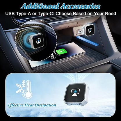4 in 1 Wireless CarPlay Adapter - 2026 Upgraded Screen Mirroring Adapter for Apple CarPlay & Android Auto & AirPlay & MirrorLink, Screen Mirror Dongle for Car, Plug & Play, Come with Type-C Extension