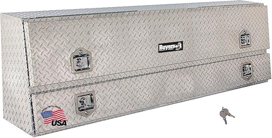 Buyers Products - 1705660 Contractor Toolbox With Drop Door, Diamond Tread Aluminum, 96 Inches