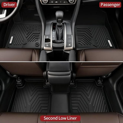 YITAMOTOR Floor Mats Fit for 2007-2013 Chevrolet Silverado/GMC Sierra 1500&2007-2014 Silverado/Sierra 2500 HD/3500 HD Crew Cab, TPE All Weather Floor Liners, 1st & 2nd Row Mats Set Accessories, Black