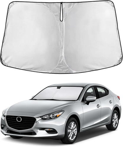 EcoNour Windshield Sunshade Compatible for Mazda 3 2014-2024 2025 2026, Sun Visor for Front Windshield & Window Sun Shade Cover, UV Heat Blocker & Protector, Car Accessories