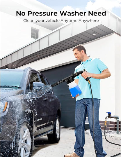 ARTIPOLY Car Wash Foam Gun + Microfiber Wash Mitt - Car Foam Sprayer - Foam Cannon for Hose - Spray Foam Gun Cleaner - Snow Foam Blaster for Cars, Boats, RVs, Foam Cannon Connects to Any Garden Hose