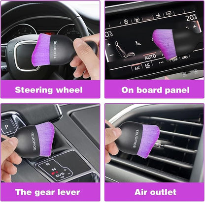 Car Interior Cleaning Brush, Car Duster Interior,Car Detailing Brush Dusting Brush,Car Interior Cleaning Tool, Auto Soft Hair Car Brush,Auto Interior Dust Brush for Air Vents(Black Purple)