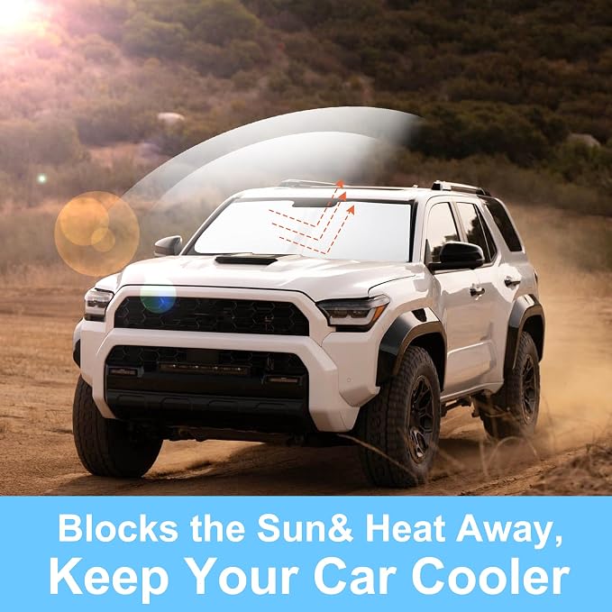 TINGLU Sun Shade for Toyota 4Runner 2025 2026 Accessories Windshield Sun Shade Window Shade UV Rays Protection Sun Visor Cover with Steering Wheel Sunshade Storage Bag