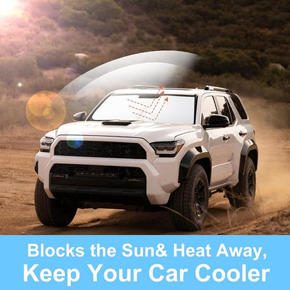 TINGLU Sun Shade for Toyota 4Runner 2025 2026 Accessories Windshield Sun Shade Window Shade UV Rays Protection Sun Visor Cover with Steering Wheel Sunshade Storage Bag