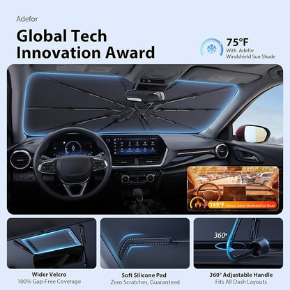 2026 Upgraded Windshield Sun Shade Umbrella for Chevrolet Trax [Precision Custom Fit, Superior UV & Heat Block] Cooling Tech Fabric, Durable Foldable with Storage Bag, Fits 2015-2022, 2024-2026