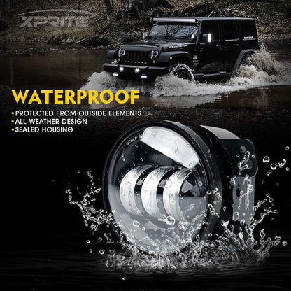 Xprite 4-Inch LED Fog Lights 60W High-Intensity Off-Road Fog Lamp for Driving, DOT Approved Replacement Compatible with 2007-2018 Jeep Wrangler JK JKU