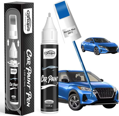 Electric Blue(B51) for Nissan Touch Up Paint Pen, 2 in 1 Car Scratch Remover with Pen Tip and Brush, Precise Color Match for Car Paint Scratch Repair, Quickly and Easily Fix Chips and Nicks