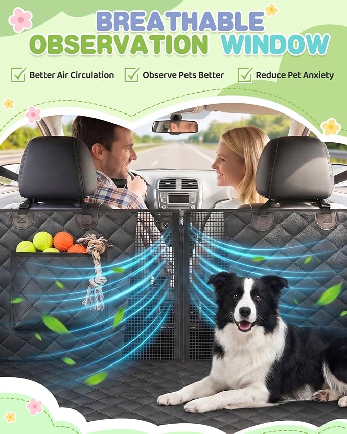 Victoper Back Seat Extender for Dogs, Dog Car Seat Cover with Detachable Hard Bottom Holds 440 LB, 600D Heavy Dog Seat Cover with Seatbelt, 100% Waterproof Backseat Extender for Sedan SUV Truck
