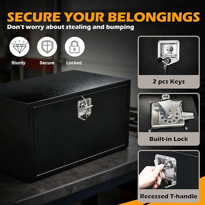 30" Underbody Truck Tool Box, Heavy Duty Steel Underbody Toolbox with T-Handle Lock & Weatherproof Seal, Lockable Truck Trailer Tool Box for Pickup, Flatbed, RV, Van, Utility Tractor - 30 x 18 x 18