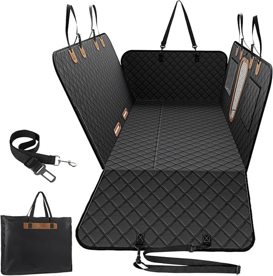 A-Pce Dog Car Seat Cover for Back Seat, Hard Bottom Back Seat Extender for Dogs, Back Seat Pet Cover for Dogs - Supports 400lbs, Waterproof Heavy Duty Scratch Dog Hammock for Car SUV and Small Truck