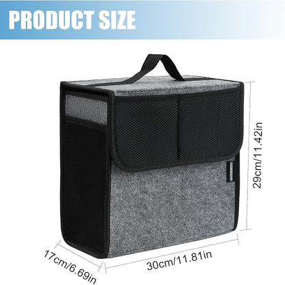 Car Trunk Organizer,Soft Felt Car Bag Organizer 12x7x12 inch Folding,for Honda CRV Civic Accord Ford Focus Fusion Toyota RAV4 Jeep SUV/Truck/Sedan（Gray