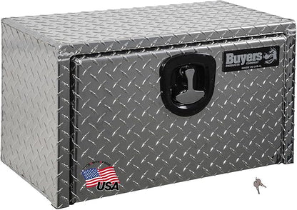 Buyers Products 1705148 Diamond Tread Aluminum Underbody Truck Tool Box, 14 x 12 x 16, Made in USA, .100 in. Thick, Corrosion-Resistant, Locking Compression Latch – Secure Storage for Work Trucks
