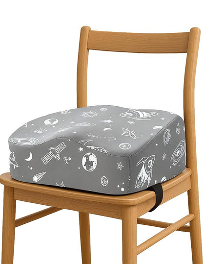Babelio Ergo-Designed Booster Seat for Kitchen Chair, Promote Proper Upright Posture, Toddler Booster Seat for Dining Table, Removable & Washable Cover, Suitable for 18 Months to 5 Years, Gray Space
