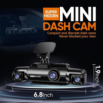 Neideso 360° Dash Cam Front and Rear Inside, 4 Channel FHD 4 * 1080P, Wi-Fi GPS Voice Control Car Camera, Front 2K+1080P*2 Dash Camera for Cars, with 64GB SD Card, Night Vision, 24H Parking Mode(N300)