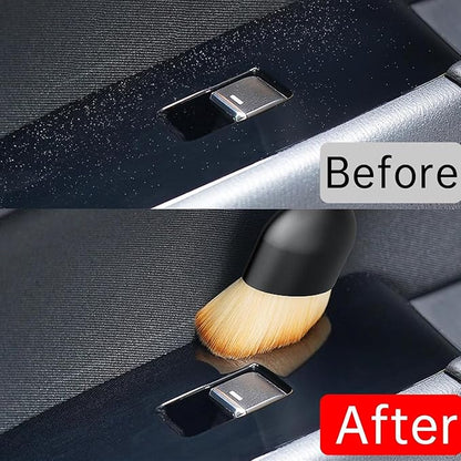 Car Detailing Brush Dusting Brush, Car Interior Detailing Brush (4Pcs) – Soft Bristle Interior Cleaning Tool with Curved Design, Auto Detailing Dust Brush with Protective Cover