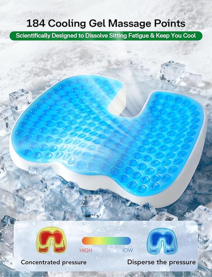 Medisana Gel Wheelchair-Seat-Cushions for Pain Relief, GC 100 Cooling-Cushions for Tailbone, Sciatica, Back & Hip Support and Pressure Sore, Ergonomic Office Chair Cushion for for Seniors and Adults
