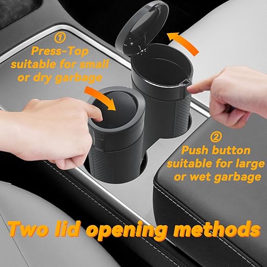 Car Trash Can Bin with Lid, Leakproof Garbage Can for Vehicle, Mini Trash Bin with 90 Attached Trash Bags, Easy to Clean Cup Holder Trash Can for Car, Home, Office