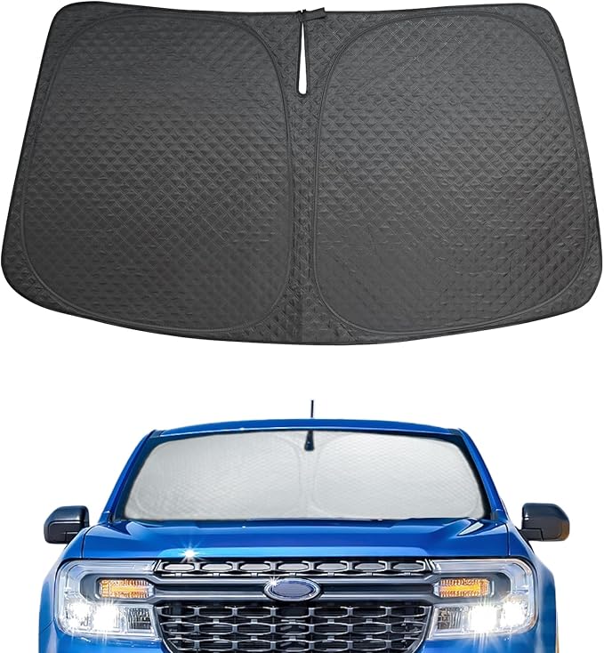 5 Layers Thick Car Windshield Sun Shade for Ford Maverick 2022-2024 2025 2026 Pickup Truck - Front Window Sunshade Sun Visor Accessories - Protector Vehicle Reflect UV Sun and Heat