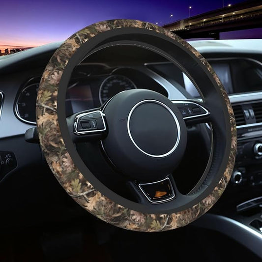 Camo Steering Wheel Covers Non Slip Neoprene Universal 15 Inch Steering Wheel Protector Car Cover for Men Women