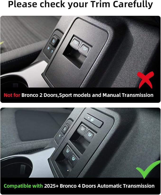 Double Layer Center Console Organizer for 2026 2025 Ford Bronco 4 Door Models (Not for 2-Door, Manual Transmission or Bronco Sport)