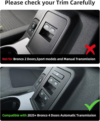 Double Layer Center Console Organizer for 2026 2025 Ford Bronco 4 Door Models (Not for 2-Door, Manual Transmission or Bronco Sport)