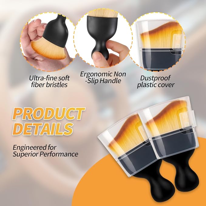 2PCS Car Interior Dust Brush,Soft Microfiber Bristles, Car Detailing Brush Cleaning Brush, Dust Brush Car Interior Cleaning Tool for Car Vents, Dashboards, and Home Use