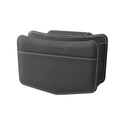 Car Trash Can Small Leather Vehicle Trash Bin Car Dustbin Garbage Organizer Holder with Trash Bag Foldable Mini Cars Storage Bag Container for Auto SUV Van Trucks (Black,Glovebox Hanging)